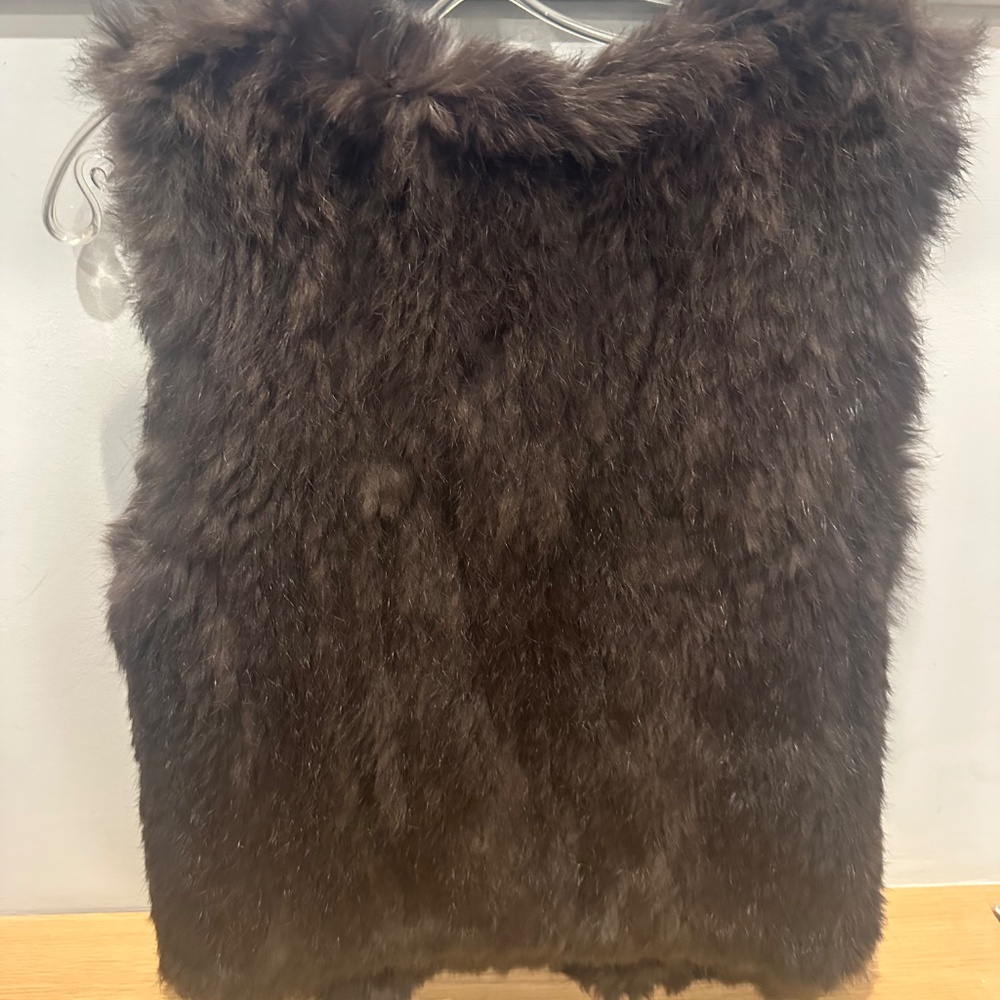 525 America Revolve Women’s Natural Rabbit Fur Brown Vest Small - Picture 4 of 13